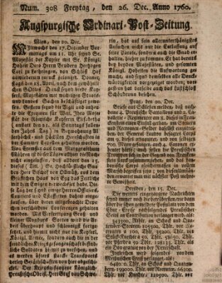 Augspurgische Ordinari-Post-Zeitung (Augsburger Postzeitung) Freitag 26. Dezember 1760