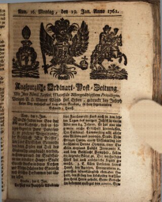 Augspurgische Ordinari-Post-Zeitung (Augsburger Postzeitung) Montag 19. Januar 1761
