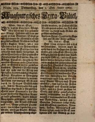Augspurgische Ordinari-Post-Zeitung (Augsburger Postzeitung) Donnerstag 1. Oktober 1761