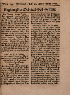 Augspurgische Ordinari-Post-Zeitung (Augsburger Postzeitung) Mittwoch 30. Juni 1762