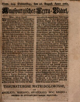 Augspurgische Ordinari-Post-Zeitung (Augsburger Postzeitung) Donnerstag 26. August 1762