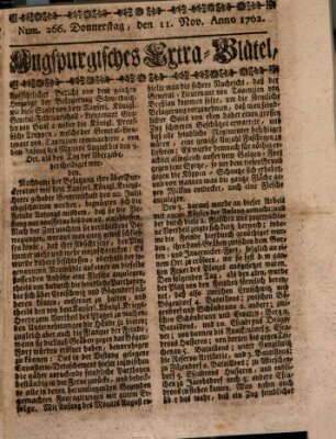 Augspurgische Ordinari-Post-Zeitung (Augsburger Postzeitung) Donnerstag 11. November 1762