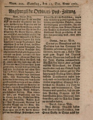 Augspurgische Ordinari-Post-Zeitung (Augsburger Postzeitung) Samstag 11. Dezember 1762