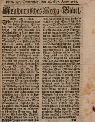 Augspurgische Ordinari-Post-Zeitung (Augsburger Postzeitung) Donnerstag 16. Dezember 1762