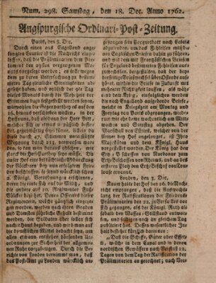 Augspurgische Ordinari-Post-Zeitung (Augsburger Postzeitung) Samstag 18. Dezember 1762