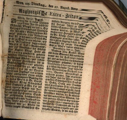 Augspurgische Ordinari-Post-Zeitung (Augsburger Postzeitung) Dienstag 27. August 1765