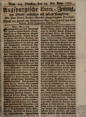 Augsburgische Ordinari Postzeitung von Staats-, gelehrten, historisch- u. ökonomischen Neuigkeiten (Augsburger Postzeitung) Dienstag 23. Oktober 1770