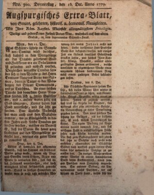Augsburgische Ordinari Postzeitung von Staats-, gelehrten, historisch- u. ökonomischen Neuigkeiten (Augsburger Postzeitung) Donnerstag 16. Dezember 1779