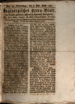 Augsburgische Ordinari Postzeitung von Staats-, gelehrten, historisch- u. ökonomischen Neuigkeiten (Augsburger Postzeitung) Donnerstag 3. Februar 1780