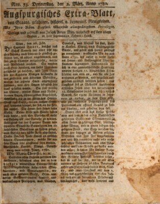 Augsburgische Ordinari Postzeitung von Staats-, gelehrten, historisch- u. ökonomischen Neuigkeiten (Augsburger Postzeitung) Donnerstag 2. März 1780