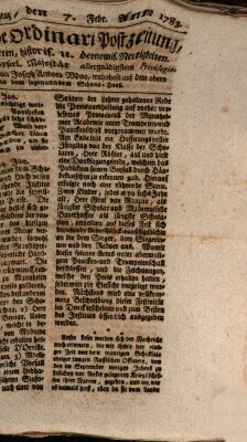 Augsburgische Ordinari Postzeitung von Staats-, gelehrten, historisch- u. ökonomischen Neuigkeiten (Augsburger Postzeitung) Freitag 7. Februar 1783