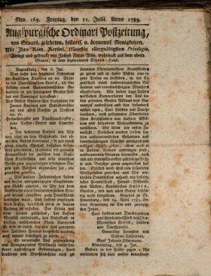 Augsburgische Ordinari Postzeitung von Staats-, gelehrten, historisch- u. ökonomischen Neuigkeiten (Augsburger Postzeitung) Freitag 11. Juli 1783