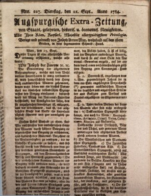 Augsburgische Ordinari Postzeitung von Staats-, gelehrten, historisch- u. ökonomischen Neuigkeiten (Augsburger Postzeitung) Dienstag 21. September 1784