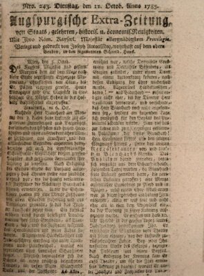 Augsburgische Ordinari Postzeitung von Staats-, gelehrten, historisch- u. ökonomischen Neuigkeiten (Augsburger Postzeitung) Dienstag 11. Oktober 1785