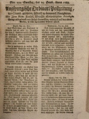 Augsburgische Ordinari Postzeitung von Staats-, gelehrten, historisch- u. ökonomischen Neuigkeiten (Augsburger Postzeitung) Samstag 29. Oktober 1785