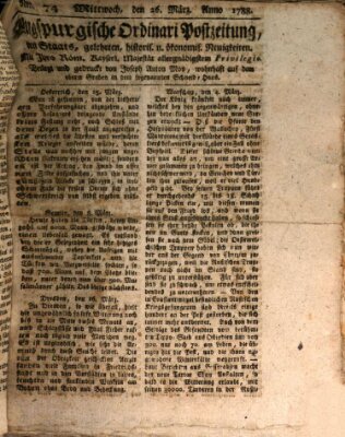 Augsburgische Ordinari Postzeitung von Staats-, gelehrten, historisch- u. ökonomischen Neuigkeiten (Augsburger Postzeitung) Mittwoch 26. März 1788