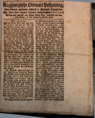 Augsburgische Ordinari Postzeitung von Staats-, gelehrten, historisch- u. ökonomischen Neuigkeiten (Augsburger Postzeitung) Mittwoch 22. Dezember 1790