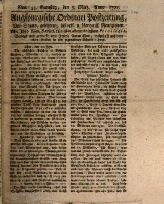 Augsburgische Ordinari Postzeitung von Staats-, gelehrten, historisch- u. ökonomischen Neuigkeiten (Augsburger Postzeitung) Samstag 5. März 1791