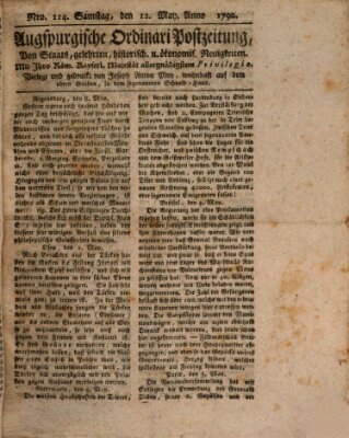 Augsburgische Ordinari Postzeitung von Staats-, gelehrten, historisch- u. ökonomischen Neuigkeiten (Augsburger Postzeitung) Samstag 12. Mai 1792