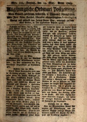 Augsburgische Ordinari Postzeitung von Staats-, gelehrten, historisch- u. ökonomischen Neuigkeiten (Augsburger Postzeitung) Freitag 24. Mai 1793