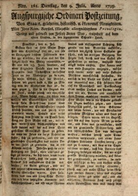 Augsburgische Ordinari Postzeitung von Staats-, gelehrten, historisch- u. ökonomischen Neuigkeiten (Augsburger Postzeitung) Dienstag 9. Juli 1793