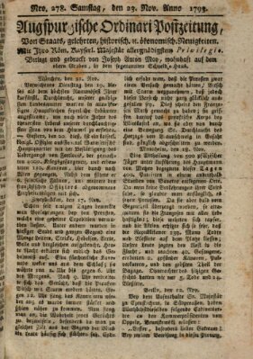 Augsburgische Ordinari Postzeitung von Staats-, gelehrten, historisch- u. ökonomischen Neuigkeiten (Augsburger Postzeitung) Samstag 23. November 1793