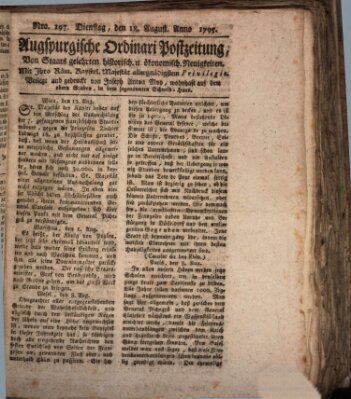 Augsburgische Ordinari Postzeitung von Staats-, gelehrten, historisch- u. ökonomischen Neuigkeiten (Augsburger Postzeitung) Dienstag 18. August 1795