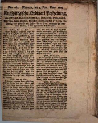 Augsburgische Ordinari Postzeitung von Staats-, gelehrten, historisch- u. ökonomischen Neuigkeiten (Augsburger Postzeitung) Mittwoch 4. November 1795