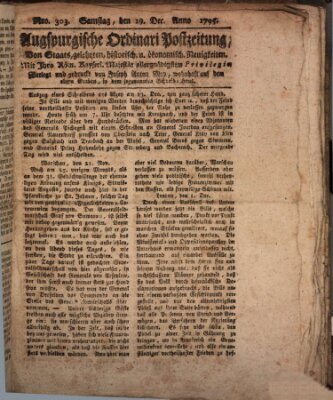 Augsburgische Ordinari Postzeitung von Staats-, gelehrten, historisch- u. ökonomischen Neuigkeiten (Augsburger Postzeitung) Samstag 19. Dezember 1795