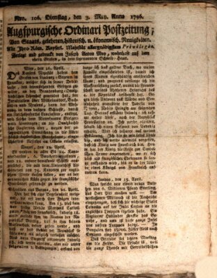 Augsburgische Ordinari Postzeitung von Staats-, gelehrten, historisch- u. ökonomischen Neuigkeiten (Augsburger Postzeitung) Dienstag 3. Mai 1796