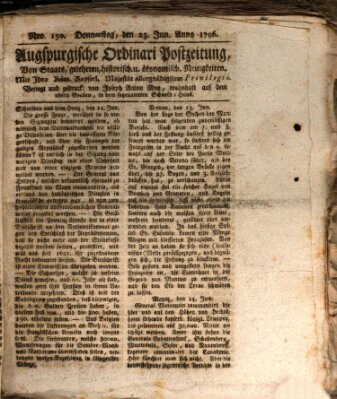 Augsburgische Ordinari Postzeitung von Staats-, gelehrten, historisch- u. ökonomischen Neuigkeiten (Augsburger Postzeitung) Donnerstag 23. Juni 1796