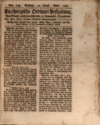 Augsburgische Ordinari Postzeitung von Staats-, gelehrten, historisch- u. ökonomischen Neuigkeiten (Augsburger Postzeitung) Montag 17. Oktober 1796