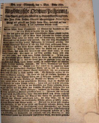 Augsburgische Ordinari Postzeitung von Staats-, gelehrten, historisch- u. ökonomischen Neuigkeiten (Augsburger Postzeitung) Mittwoch 7. Mai 1800