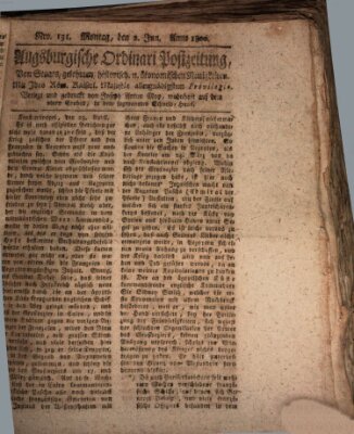 Augsburgische Ordinari Postzeitung von Staats-, gelehrten, historisch- u. ökonomischen Neuigkeiten (Augsburger Postzeitung) Montag 2. Juni 1800