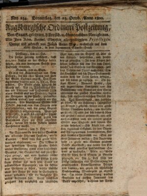 Augsburgische Ordinari Postzeitung von Staats-, gelehrten, historisch- u. ökonomischen Neuigkeiten (Augsburger Postzeitung) Donnerstag 23. Oktober 1800