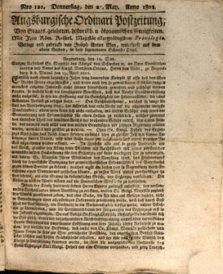 Augsburgische Ordinari Postzeitung von Staats-, gelehrten, historisch- u. ökonomischen Neuigkeiten (Augsburger Postzeitung) Samstag 2. Mai 1801