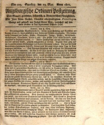 Augsburgische Ordinari Postzeitung von Staats-, gelehrten, historisch- u. ökonomischen Neuigkeiten (Augsburger Postzeitung) Samstag 23. Mai 1801
