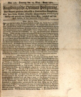 Augsburgische Ordinari Postzeitung von Staats-, gelehrten, historisch- u. ökonomischen Neuigkeiten (Augsburger Postzeitung) Freitag 29. Mai 1801