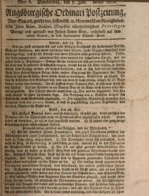 Augsburgische Ordinari Postzeitung von Staats-, gelehrten, historisch- u. ökonomischen Neuigkeiten (Augsburger Postzeitung) Donnerstag 7. Januar 1802