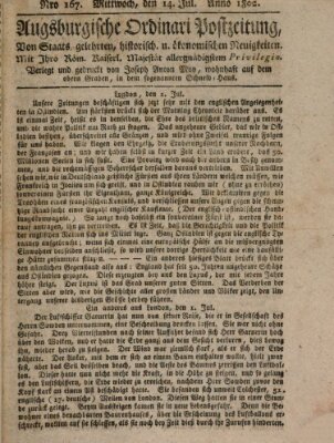 Augsburgische Ordinari Postzeitung von Staats-, gelehrten, historisch- u. ökonomischen Neuigkeiten (Augsburger Postzeitung) Mittwoch 14. Juli 1802