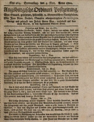 Augsburgische Ordinari Postzeitung von Staats-, gelehrten, historisch- u. ökonomischen Neuigkeiten (Augsburger Postzeitung) Donnerstag 4. November 1802
