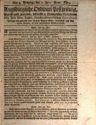 Augsburgische Ordinari Postzeitung von Staats-, gelehrten, historisch- u. ökonomischen Neuigkeiten (Augsburger Postzeitung) Freitag 6. Januar 1804