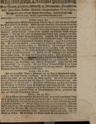 Augsburgische Ordinari Postzeitung von Staats-, gelehrten, historisch- u. ökonomischen Neuigkeiten (Augsburger Postzeitung) Freitag 20. Dezember 1805