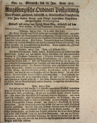 Augsburgische Ordinari Postzeitung von Staats-, gelehrten, historisch- u. ökonomischen Neuigkeiten (Augsburger Postzeitung) Mittwoch 28. Januar 1807