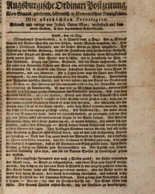 Augsburgische Ordinari Postzeitung von Staats-, gelehrten, historisch- u. ökonomischen Neuigkeiten (Augsburger Postzeitung) Samstag 24. Dezember 1808
