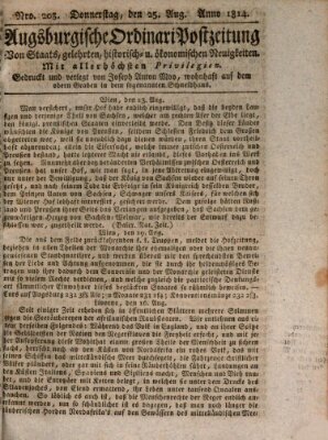 Augsburgische Ordinari Postzeitung von Staats-, gelehrten, historisch- u. ökonomischen Neuigkeiten (Augsburger Postzeitung) Donnerstag 25. August 1814