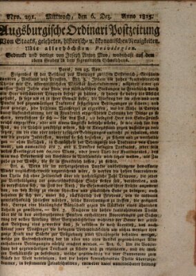 Augsburgische Ordinari Postzeitung von Staats-, gelehrten, historisch- u. ökonomischen Neuigkeiten (Augsburger Postzeitung) Mittwoch 6. Dezember 1815