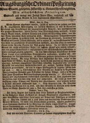 Augsburgische Ordinari Postzeitung von Staats-, gelehrten, historisch- u. ökonomischen Neuigkeiten (Augsburger Postzeitung) Mittwoch 18. Dezember 1816
