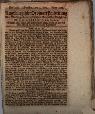 Augsburgische Ordinari Postzeitung von Staats-, gelehrten, historisch- u. ökonomischen Neuigkeiten (Augsburger Postzeitung) Dienstag 4. November 1817