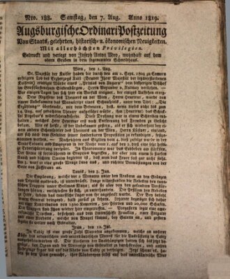 Augsburgische Ordinari Postzeitung von Staats-, gelehrten, historisch- u. ökonomischen Neuigkeiten (Augsburger Postzeitung) Samstag 7. August 1819